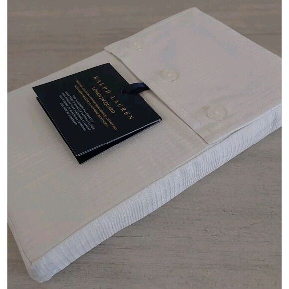 Ralph Lauren LOVAN JACQUARD Organic Cotton Two Standard Pillowcases PARCHMENT - Picture 7 of 10